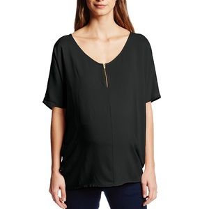 NOM Short Sleeve Maternity Zipper Top